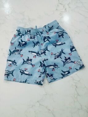 abercrombie kids Light Blue Shark Sunglasses Print Swim Shorts